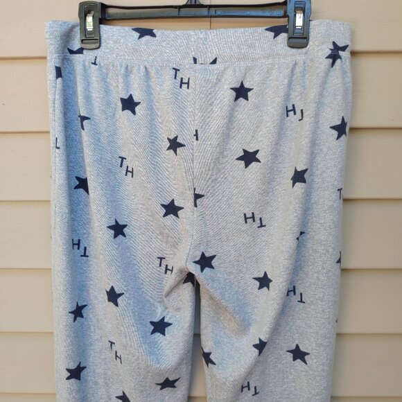 Tommy Hilfiger Gray Pajama Jogger Pants Blue Star Print Lounge Comfy - Picture 9 of 11